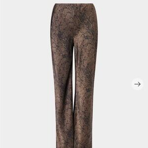 NWT Reformation Brown Snake Print Satin Pants